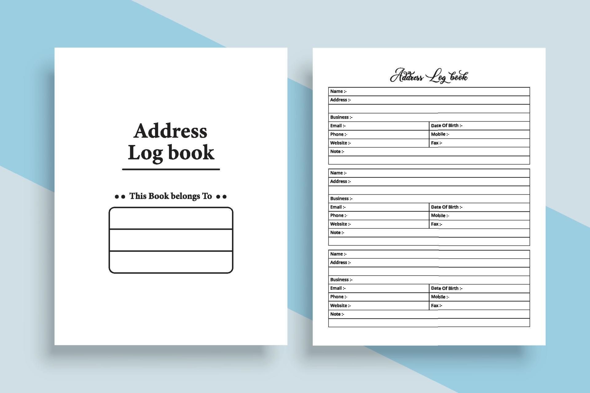 Address tracker notebook template. Personal or business purpose