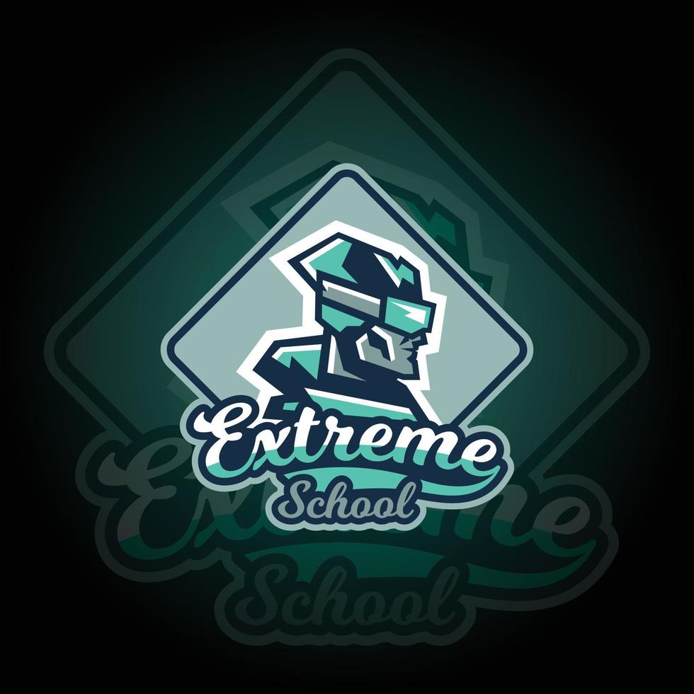 Extreme skiing school E-sports Gaming logo vector. Gaming Logo. mascot sport logo design. Gaming animal mascot vector illustration logo. mascot, Emblem design for esports team.