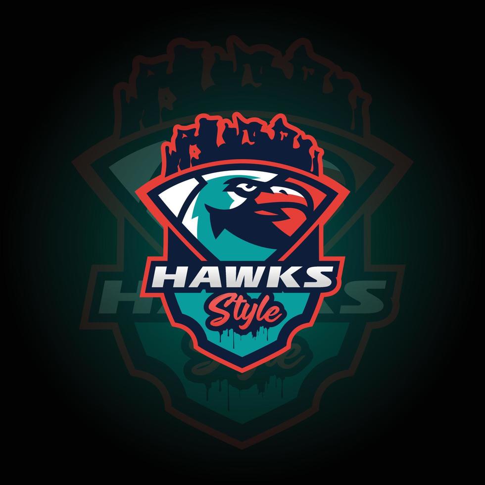 vector del logotipo del juego de deportes electrónicos del equipo eagle hawkes. logotipo de juego diseño del logotipo del deporte mascota. logotipo de ilustración vectorial de mascota animal de juego. mascota, diseño de emblema para el equipo de esports.