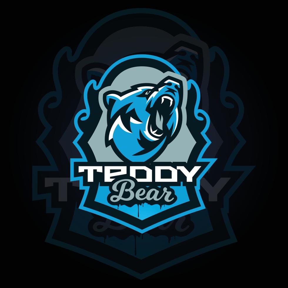 enojado oso de peluche e-sports juegos logo vector. logotipo de juego diseño del logotipo del deporte mascota. logotipo de ilustración vectorial de mascota animal de juego. mascota, diseño de emblema para el equipo de esports. vector