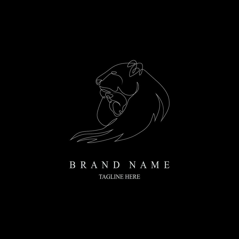 lion logo line style template design for brand or company and other vector