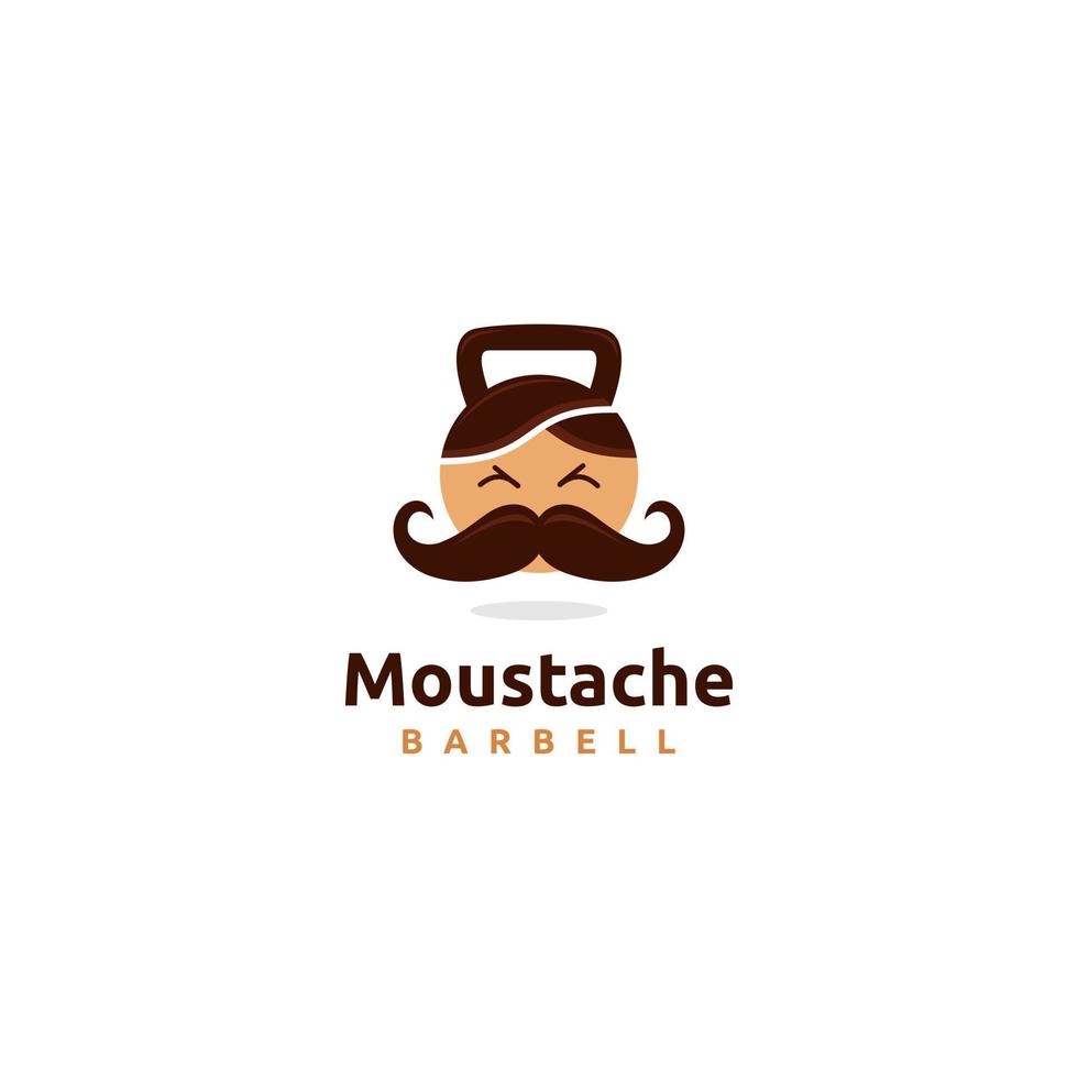 Moustache with barbell logo design inspiration vector