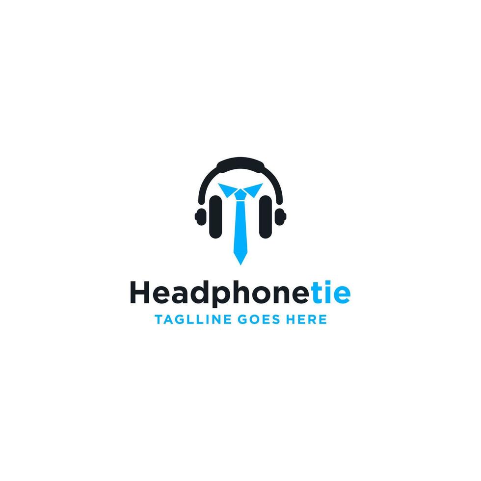 headphone with tie music logo design vector illustrator