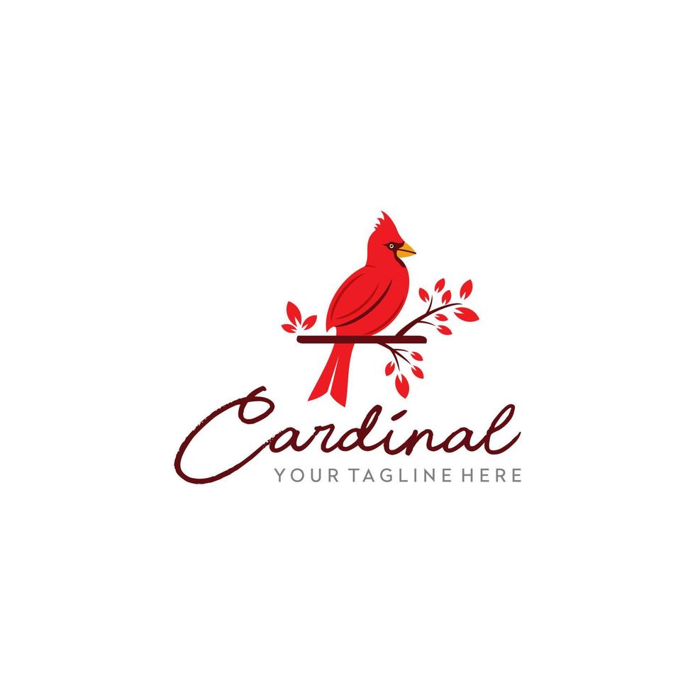 vector de diseño de icono de logotipo de pájaro cardenal