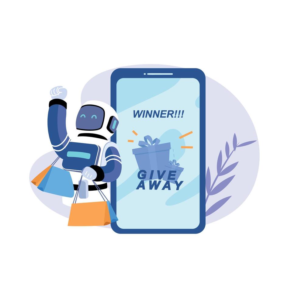 Robots Winning A Give Away vector
