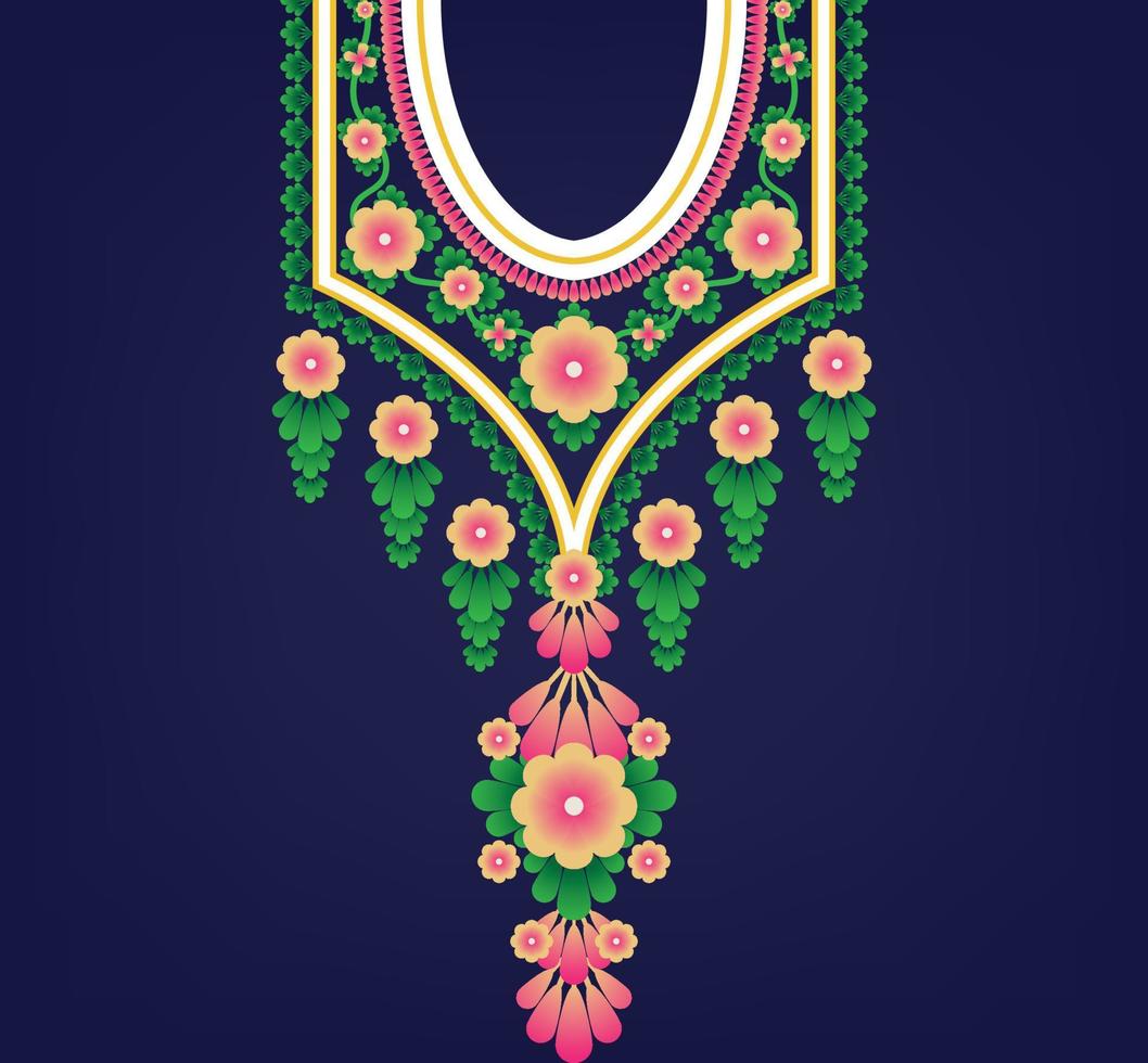neckline embroidery Ethnic,Geometric,tribal,oriental,traditional,necklace design for fashion women vector