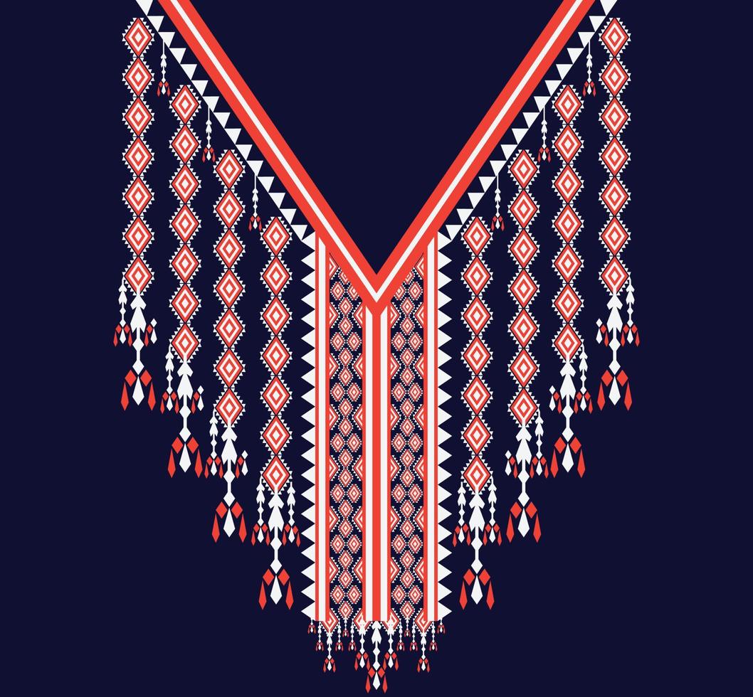 bordado de escote étnico, geométrico, tribal, oriental, tradicional, diseño de collar para mujeres de moda vector