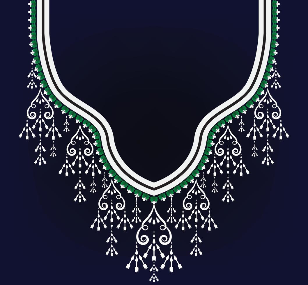 neckline embroidery Ethnic,Geometric,tribal,oriental,traditional,necklace design for fashion women vector