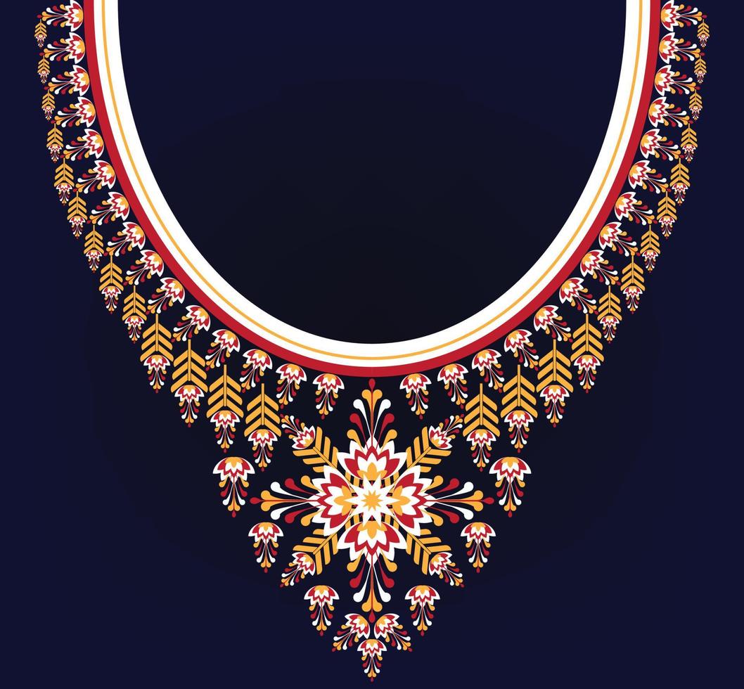 neckline embroidery Ethnic,Geometric,tribal,oriental,traditional,necklace design for fashion women vector
