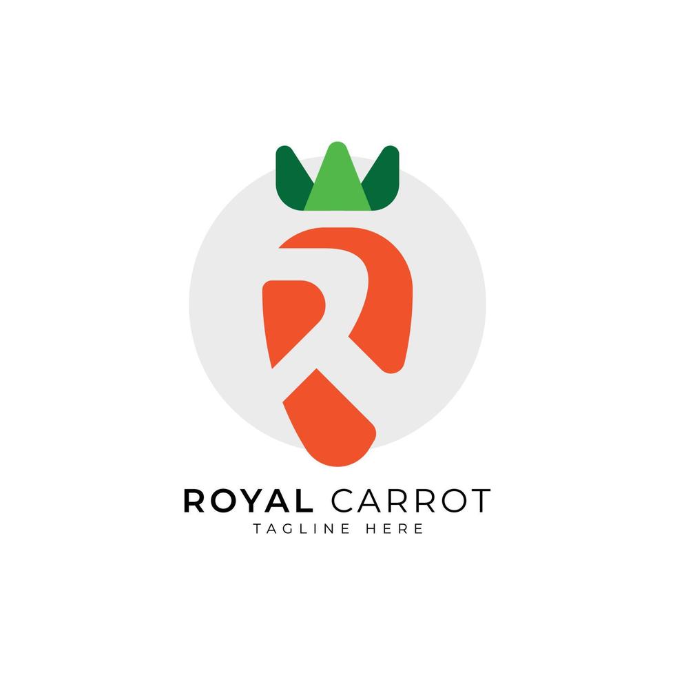 letter R carrot logo mark Royal Carrot Logo design template vector