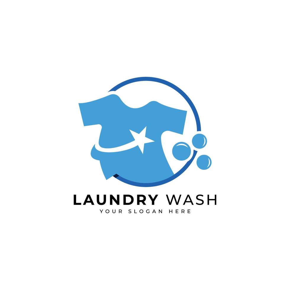 laundry wash logo design modern flat template vector