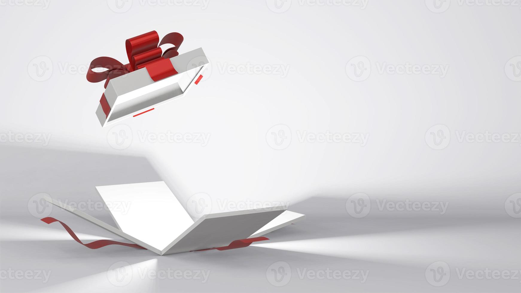 abrió vaciar la caja de regalo, 3d render foto