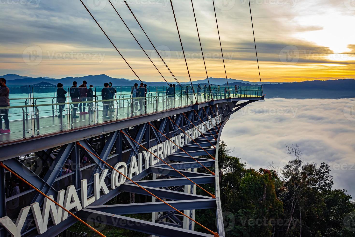 Betong, Yala, Thailand  Talay Mok Aiyoeweng skywalk fog viewpoint there are tourist visited sea of mist in the morning photo