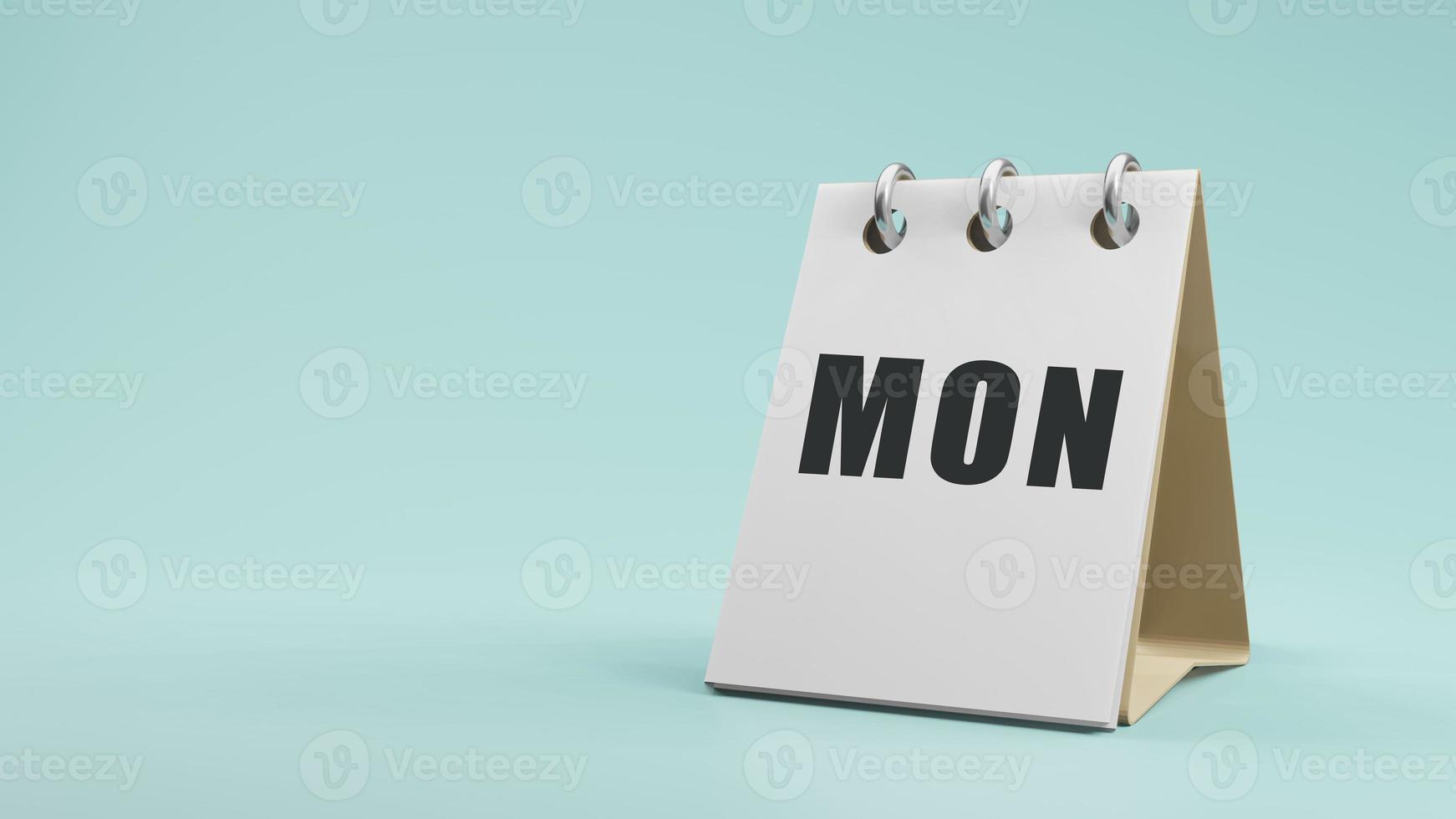 MON Monday on  paper desk  calendar  3d rendering photo