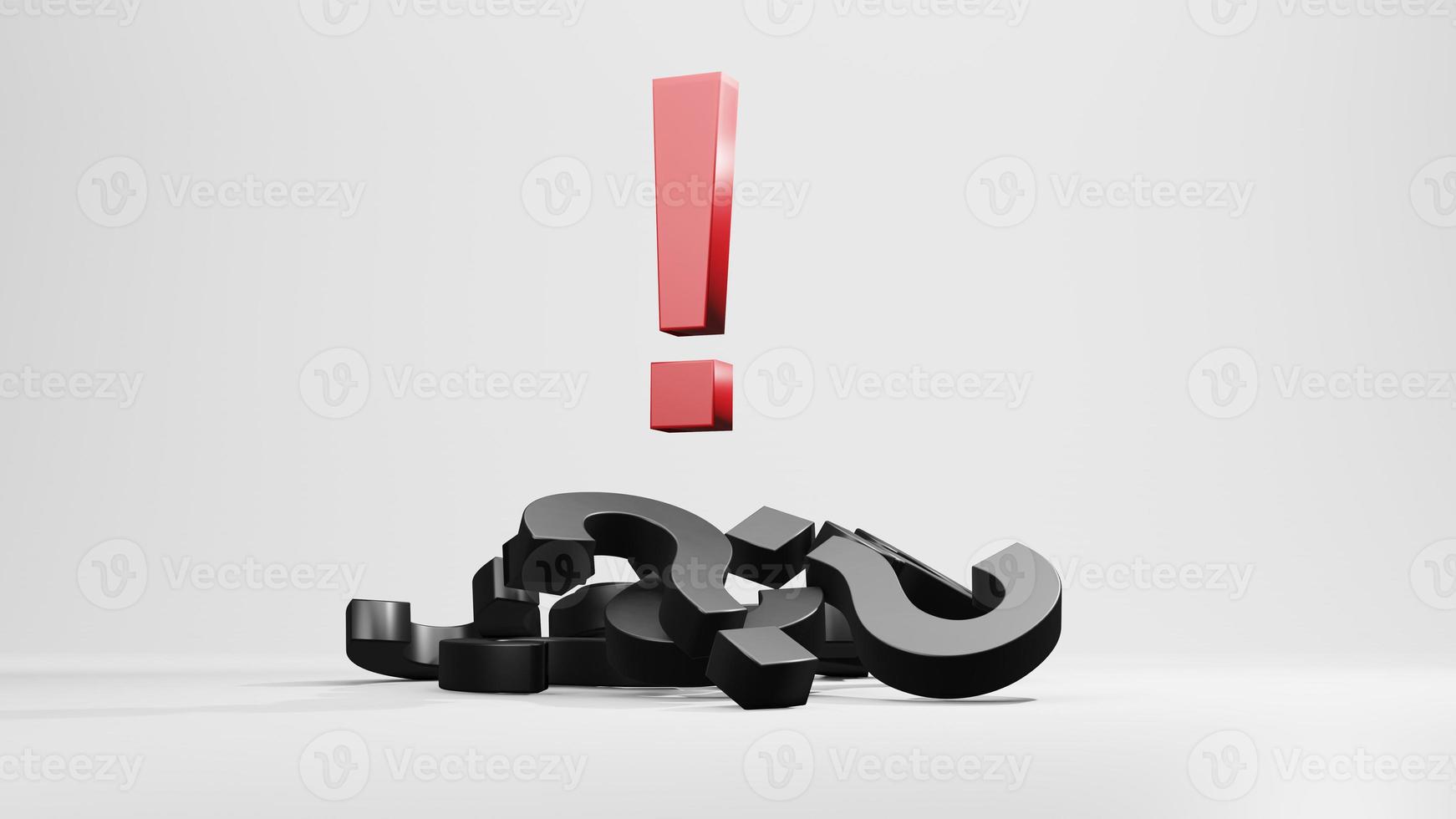 The exclamation mark and Question mark on floor , 3D render photo