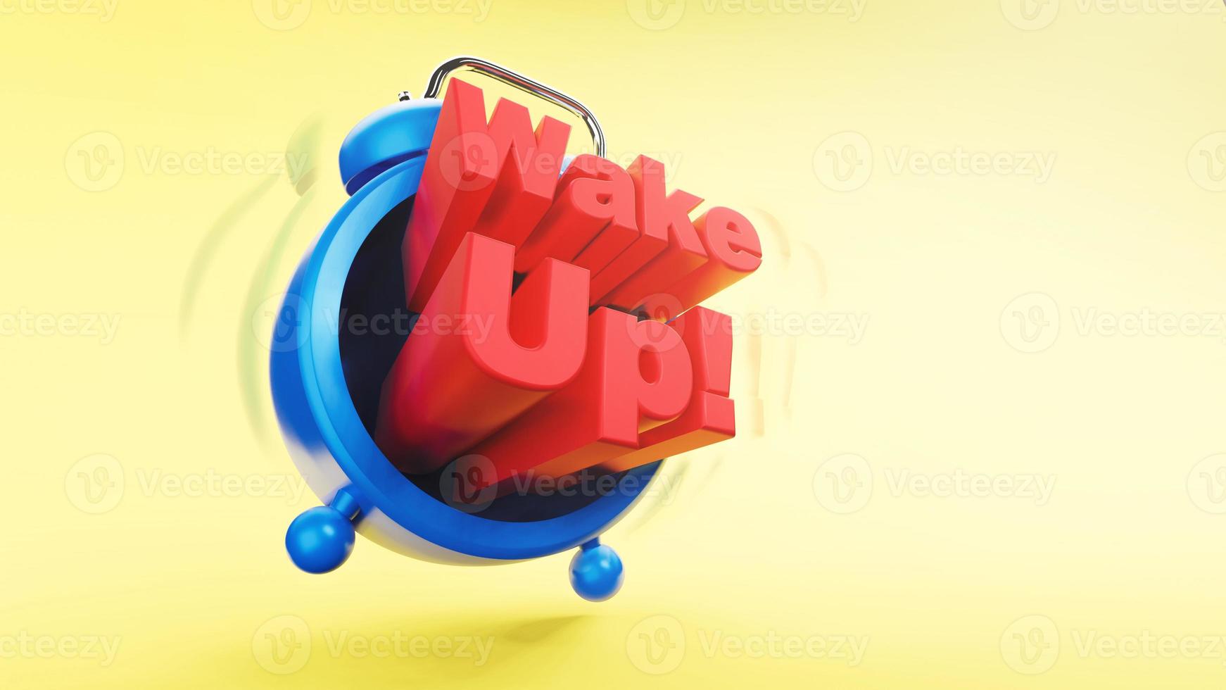 retro vintage Alarm clock with wake up wording Time concept 3d rendering photo