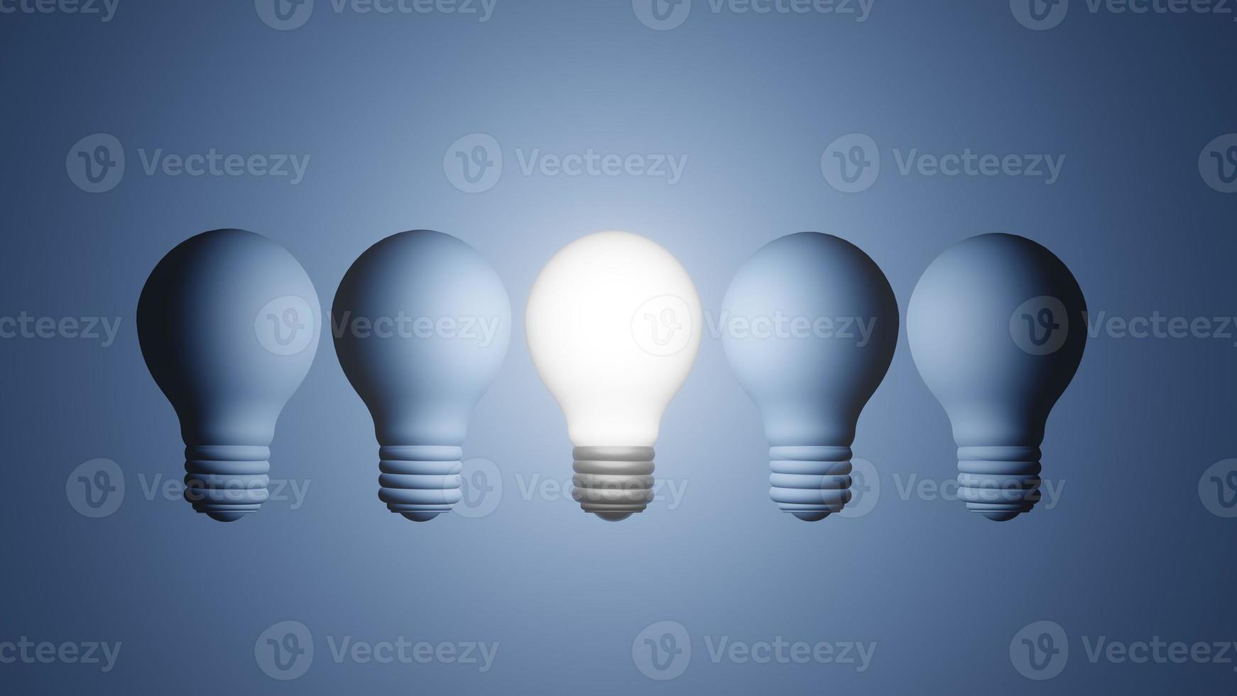 Modern glowing lamp bulb idea concept , 3d render photo