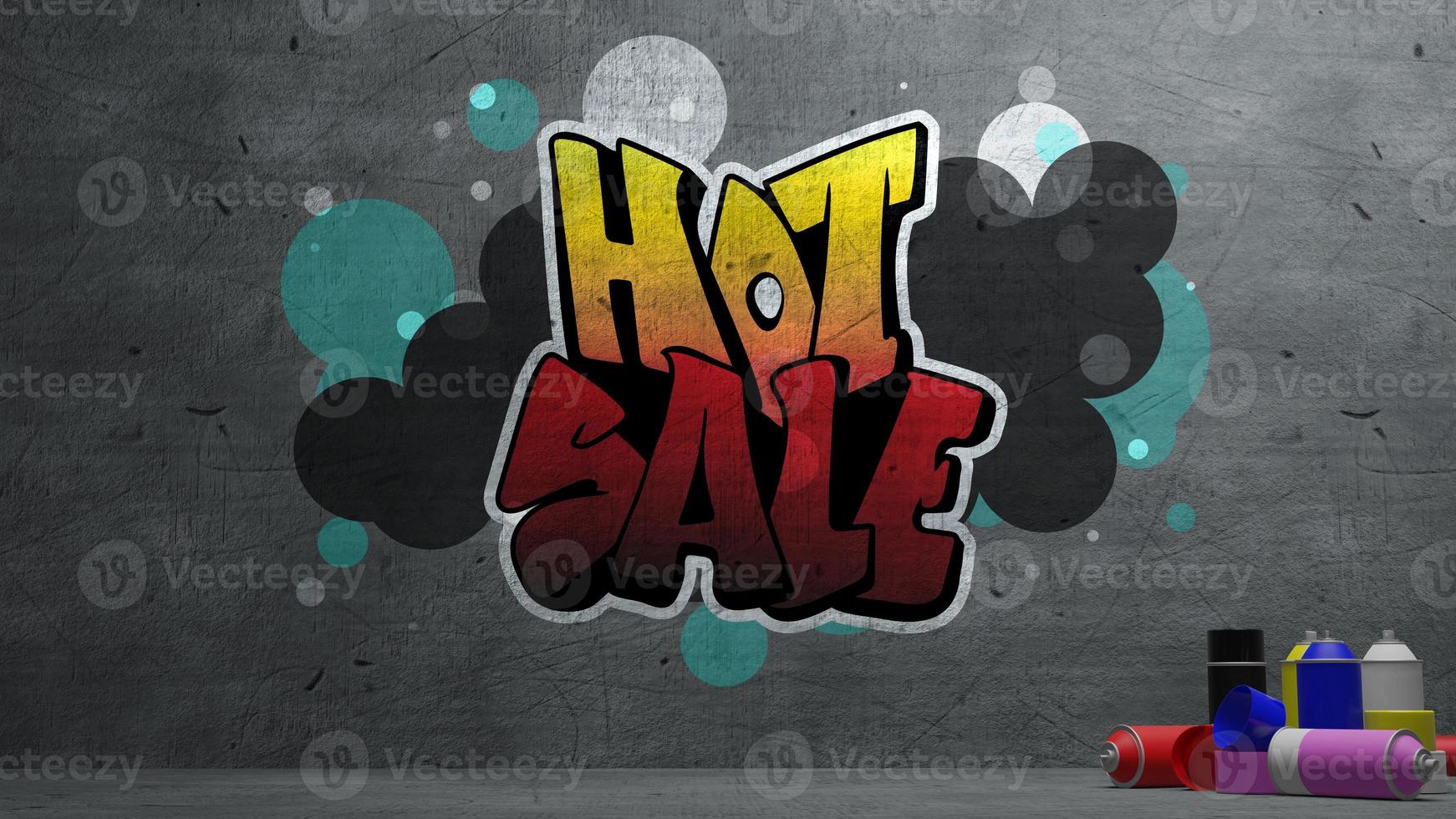 hot sale Graffiti on concrete wall  texture Stone wall background , 3d rendering photo