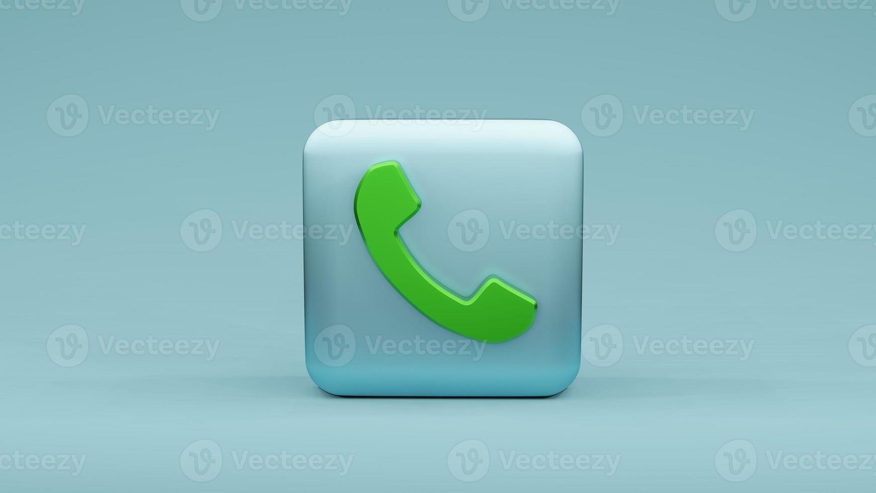 phone icon on square shape , 3d rendering photo