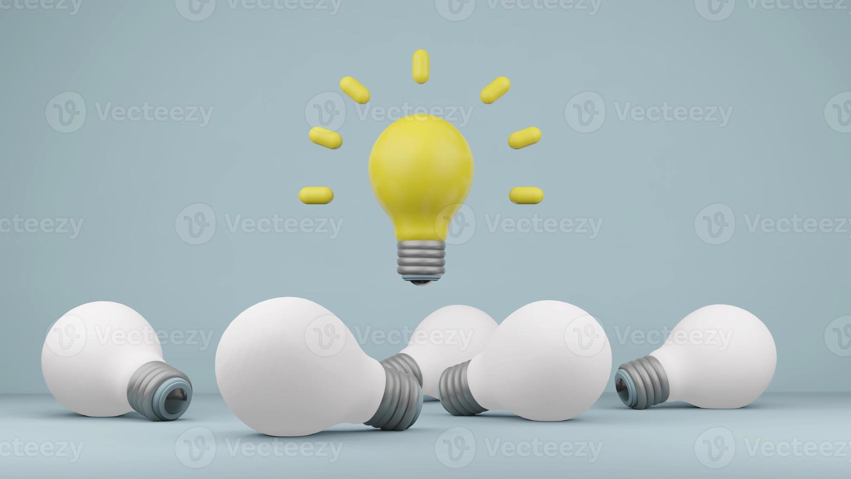 Modern glowing lamp bulb idea concept , 3d render photo