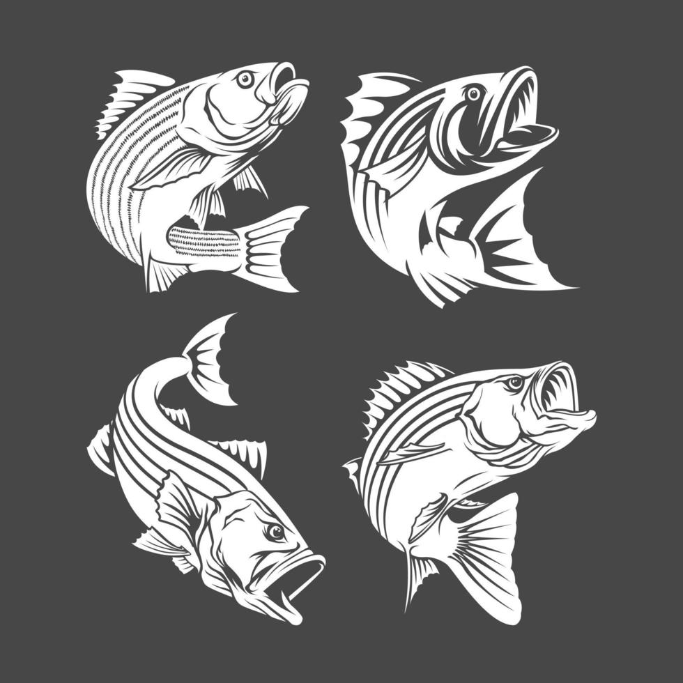 conjunto de peces saltadores dibujados a mano para la ilustración de la empresa del logotipo vector
