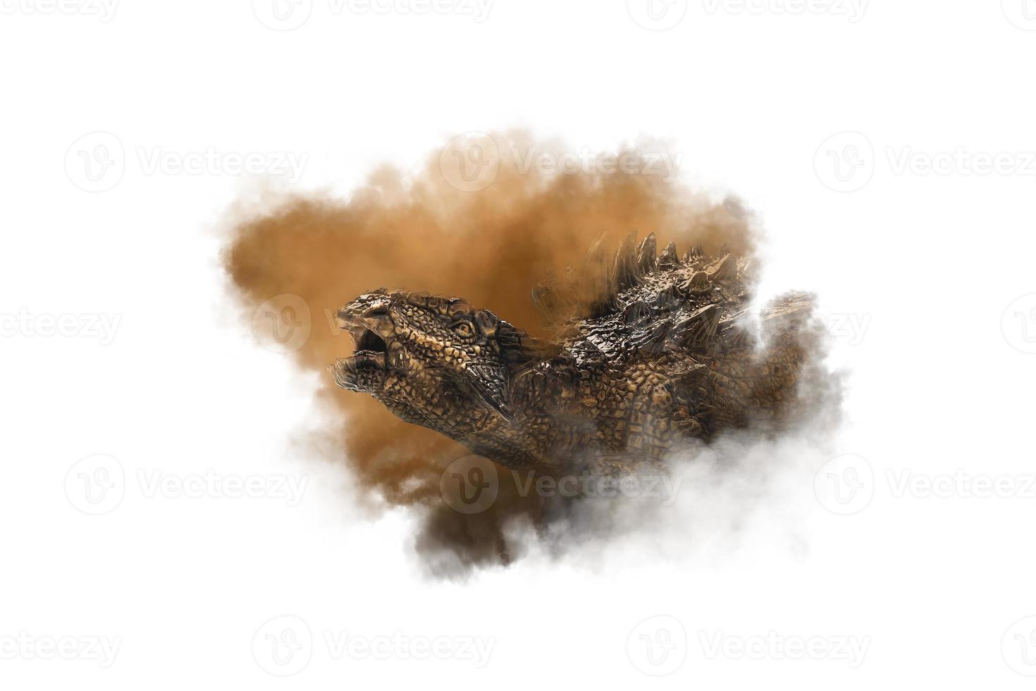 dinosaurio ankylosaurus sobre fondo de humo foto