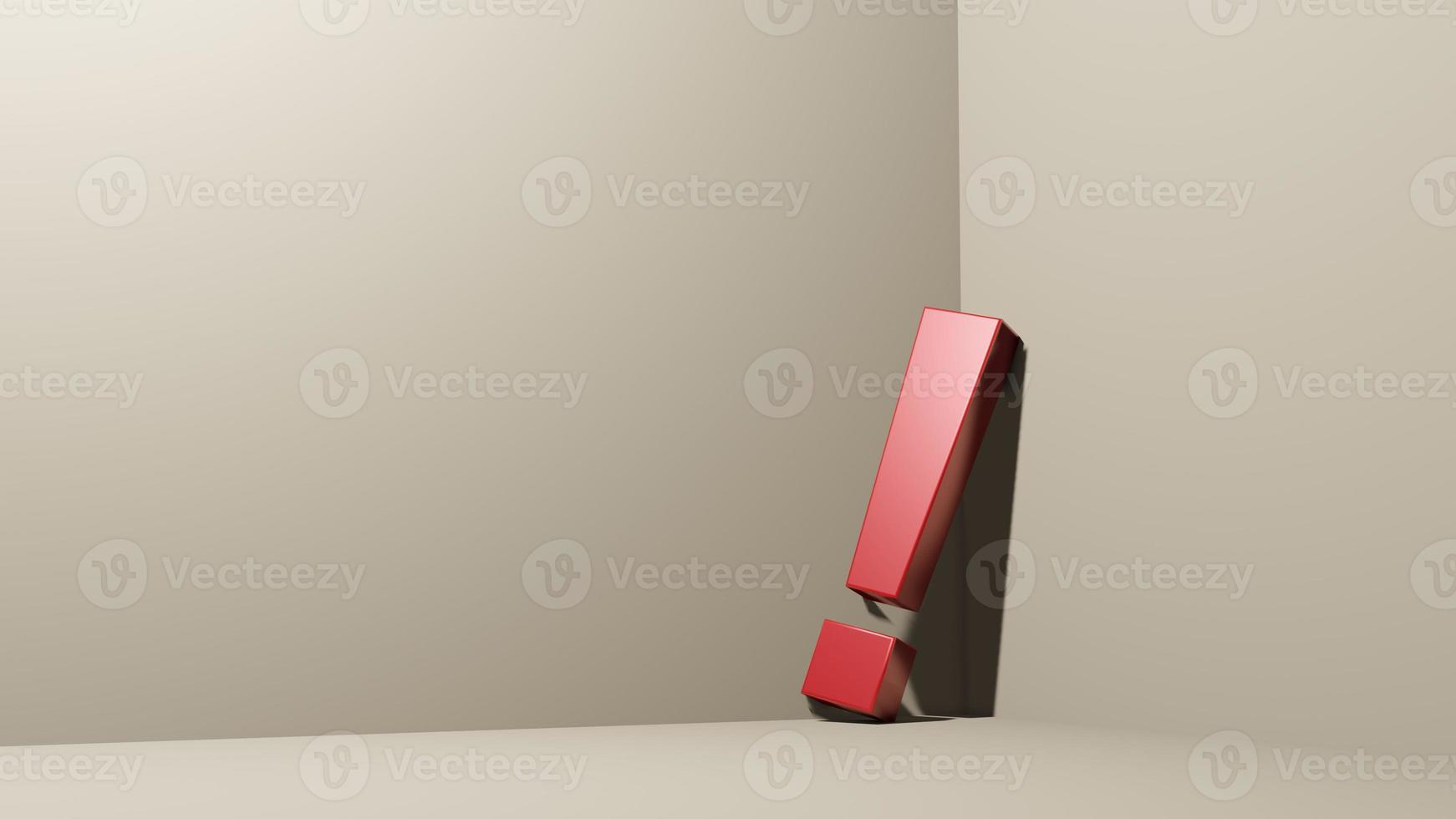 the exclamation mark on floor , 3D render photo