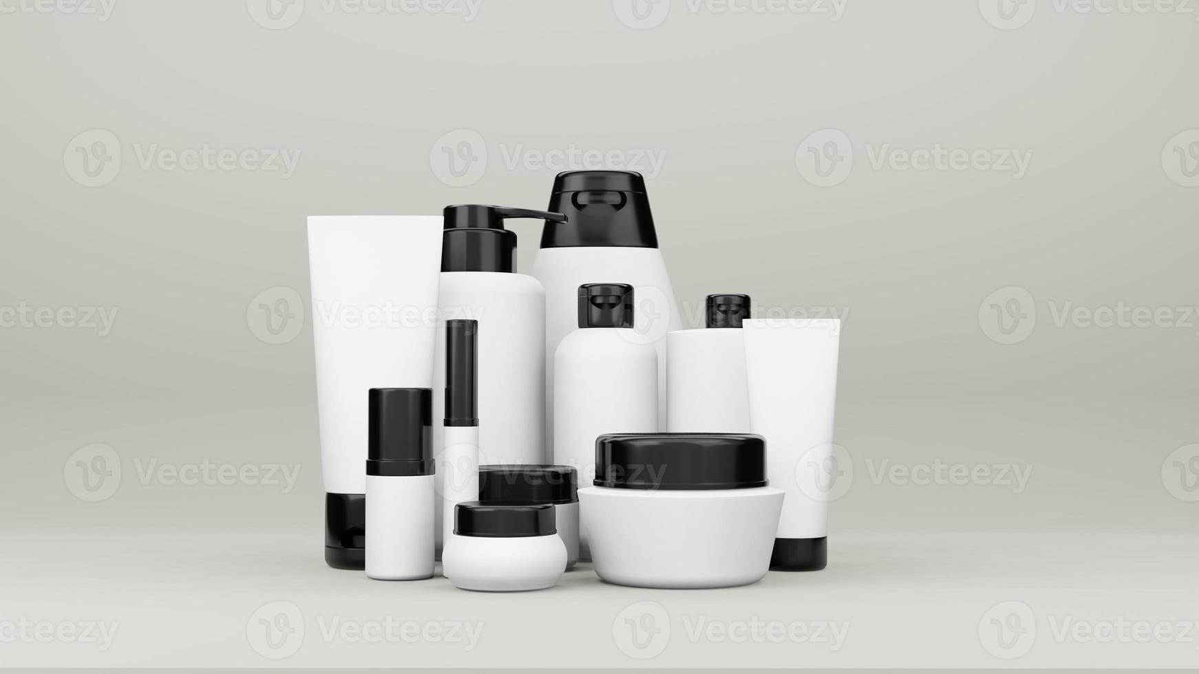 Black and white color  bottle package 3D rendering photo