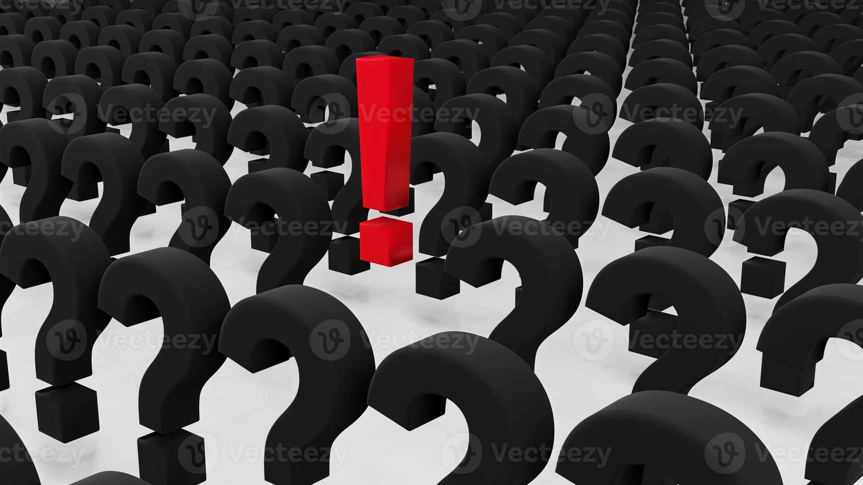 The exclamation mark and Question mark on floor , 3D render photo