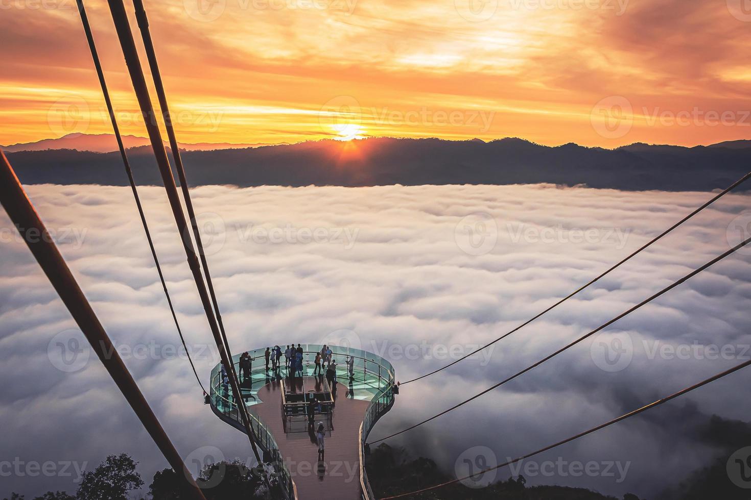 Betong, Yala, Thailand  Talay Mok Aiyoeweng skywalk fog viewpoint there are tourist visited sea of mist in the morning photo