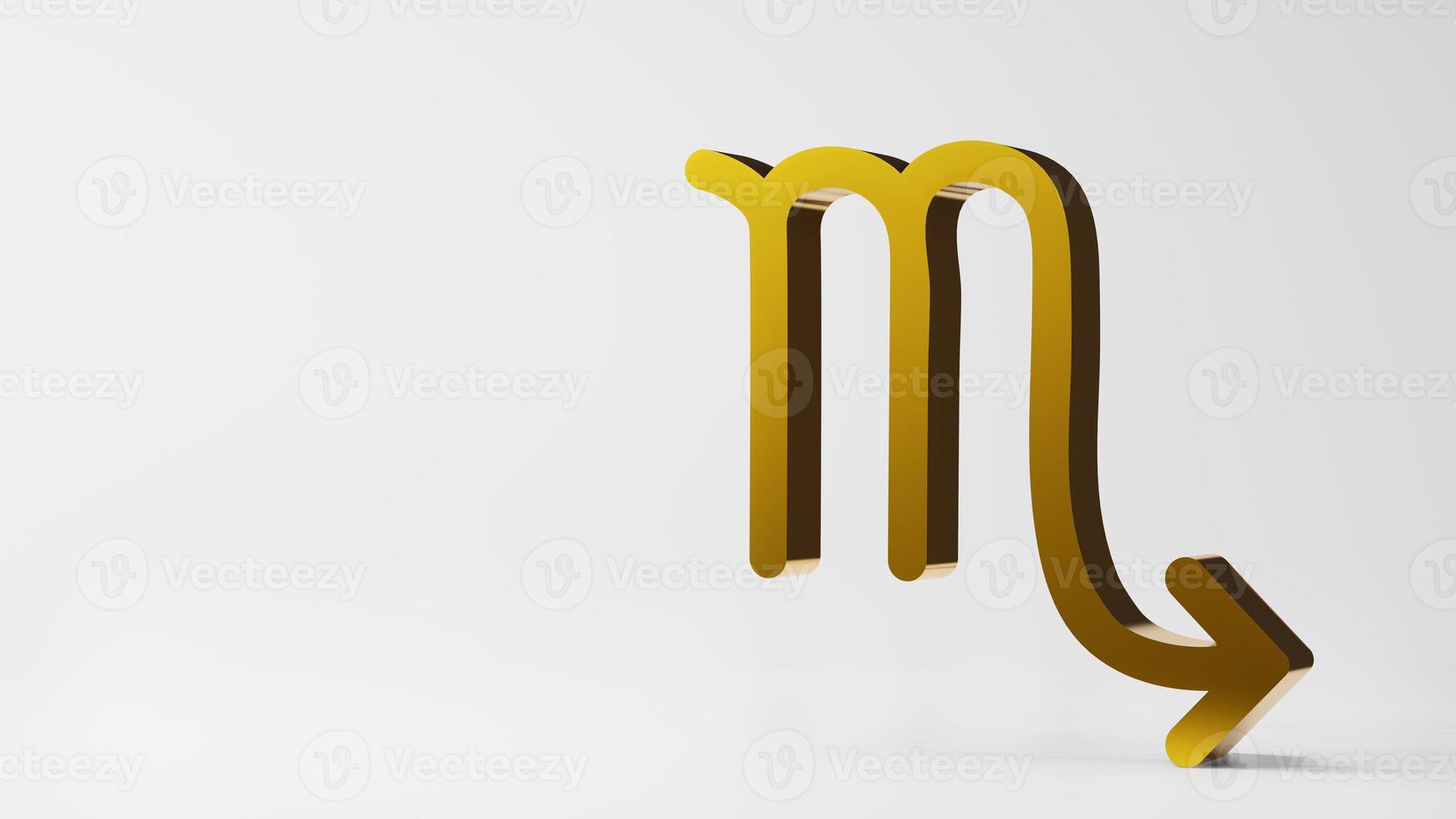 zodiac symbol  SCORPIO signs gold on white background 3D rendering photo