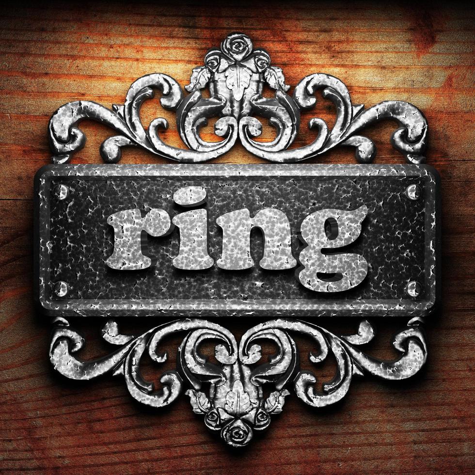 ring word of iron on wooden background photo