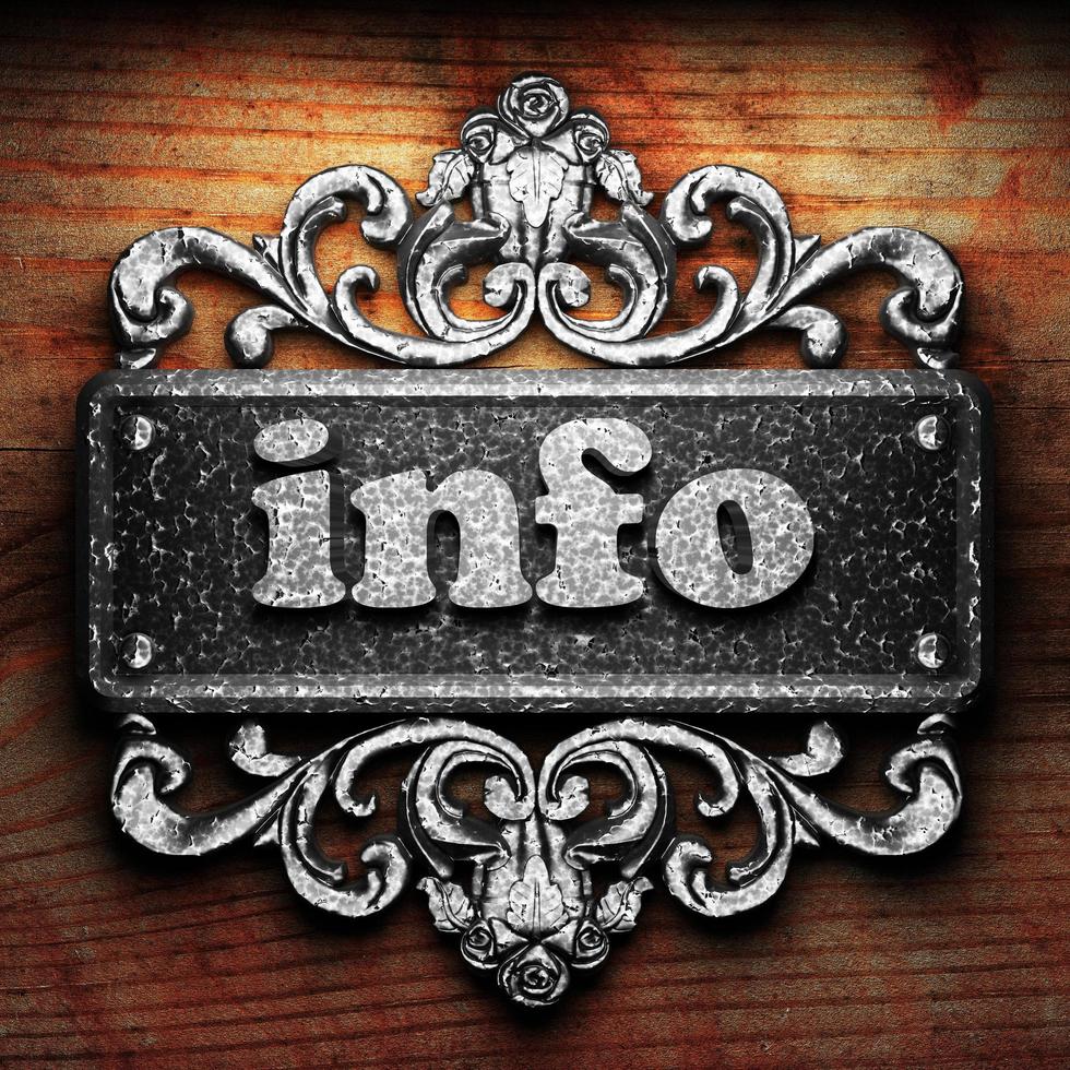 info word of iron on wooden background photo