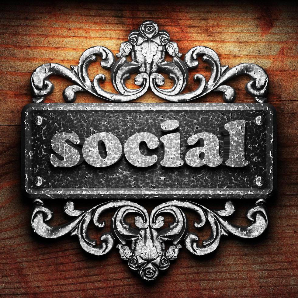 social word of iron on wooden background photo