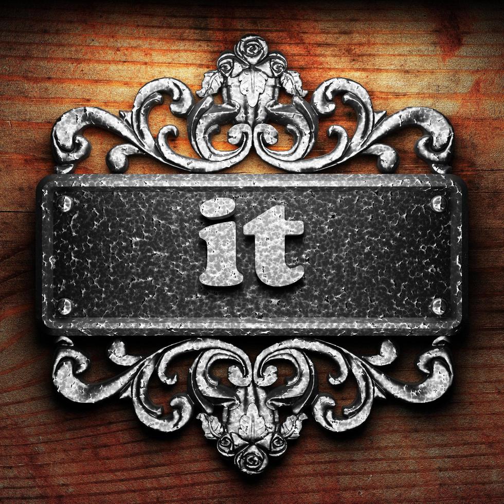 it word of iron on wooden background photo