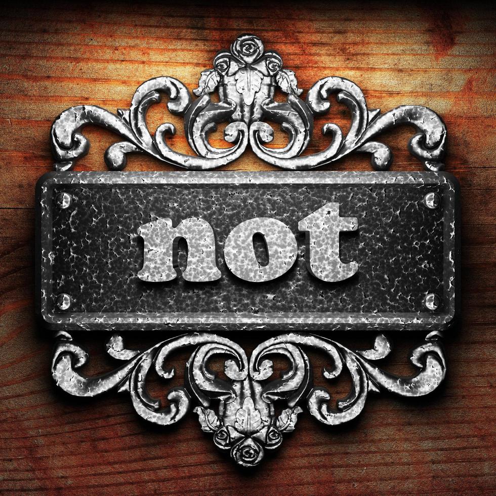 not word of iron on wooden background photo