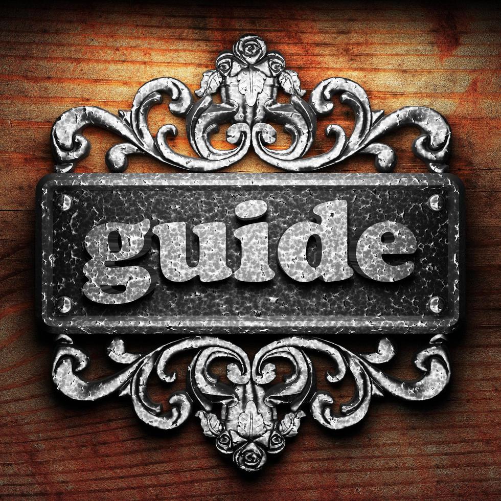 guide word of iron on wooden background photo
