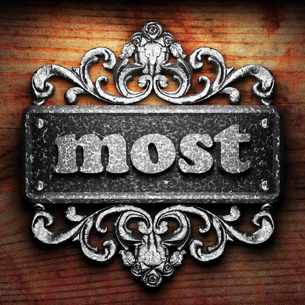 most word of iron on wooden background photo