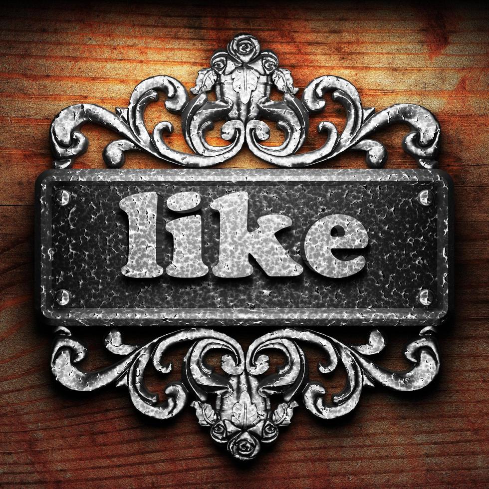 like word of iron on wooden background photo