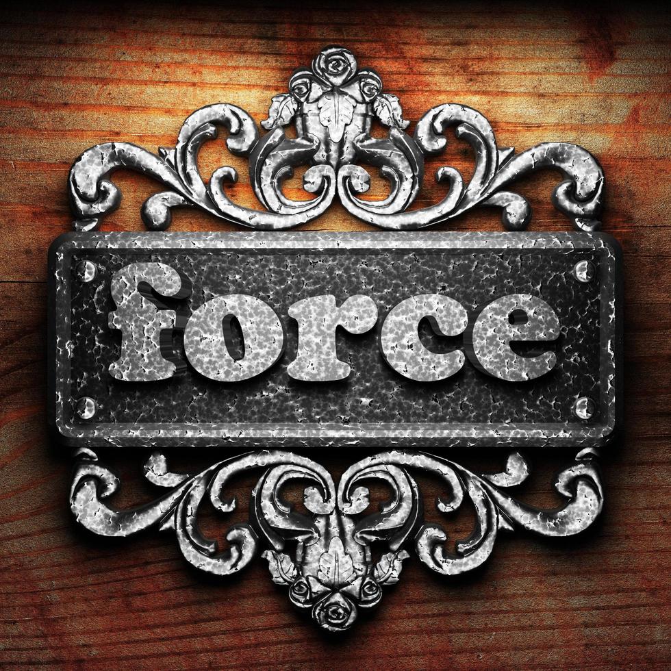 force word of iron on wooden background photo