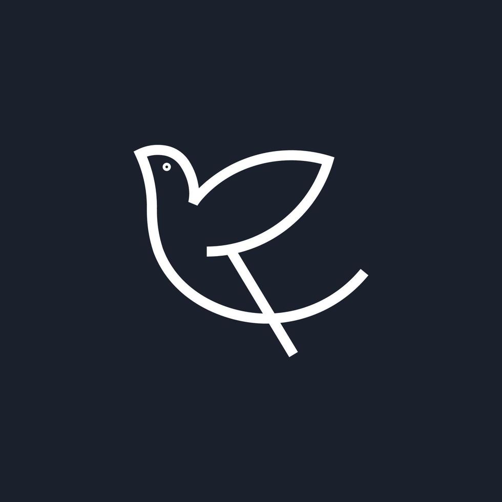 logotipo de arte de línea de pájaro volador vector