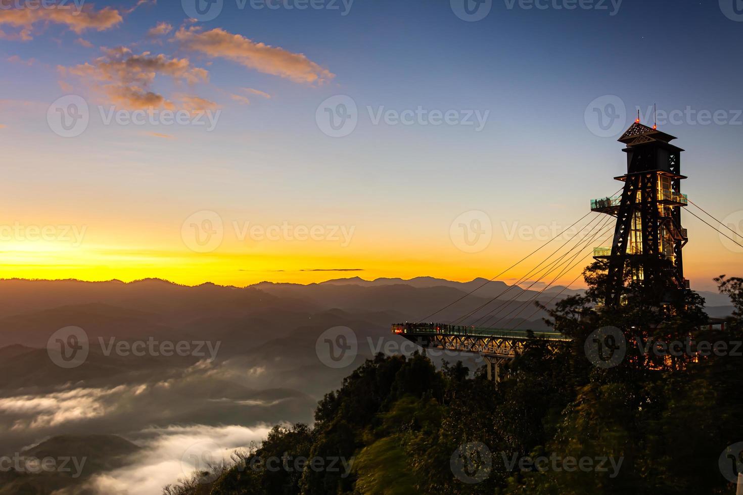 Betong, Yala, Thailand  Talay Mok Aiyoeweng skywalk fog viewpoint there are tourist visited sea of mist in the morning photo
