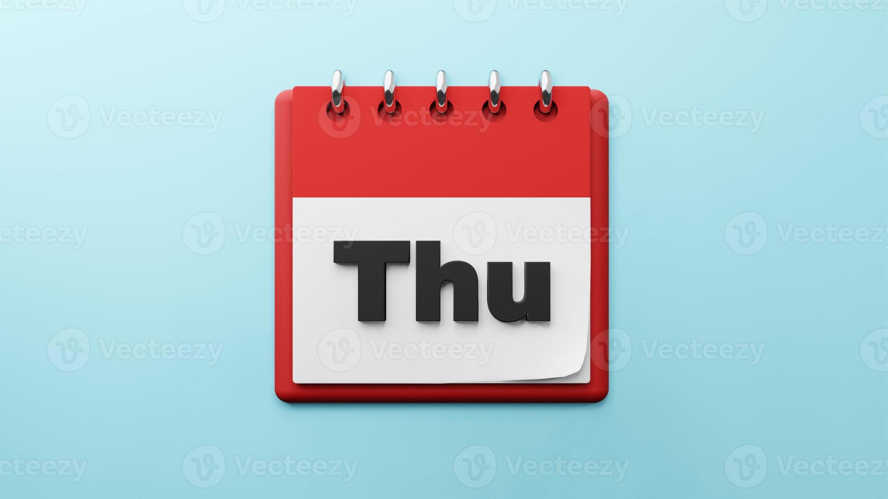 THU Thursday on  paper desk  calendar  3d rendering photo