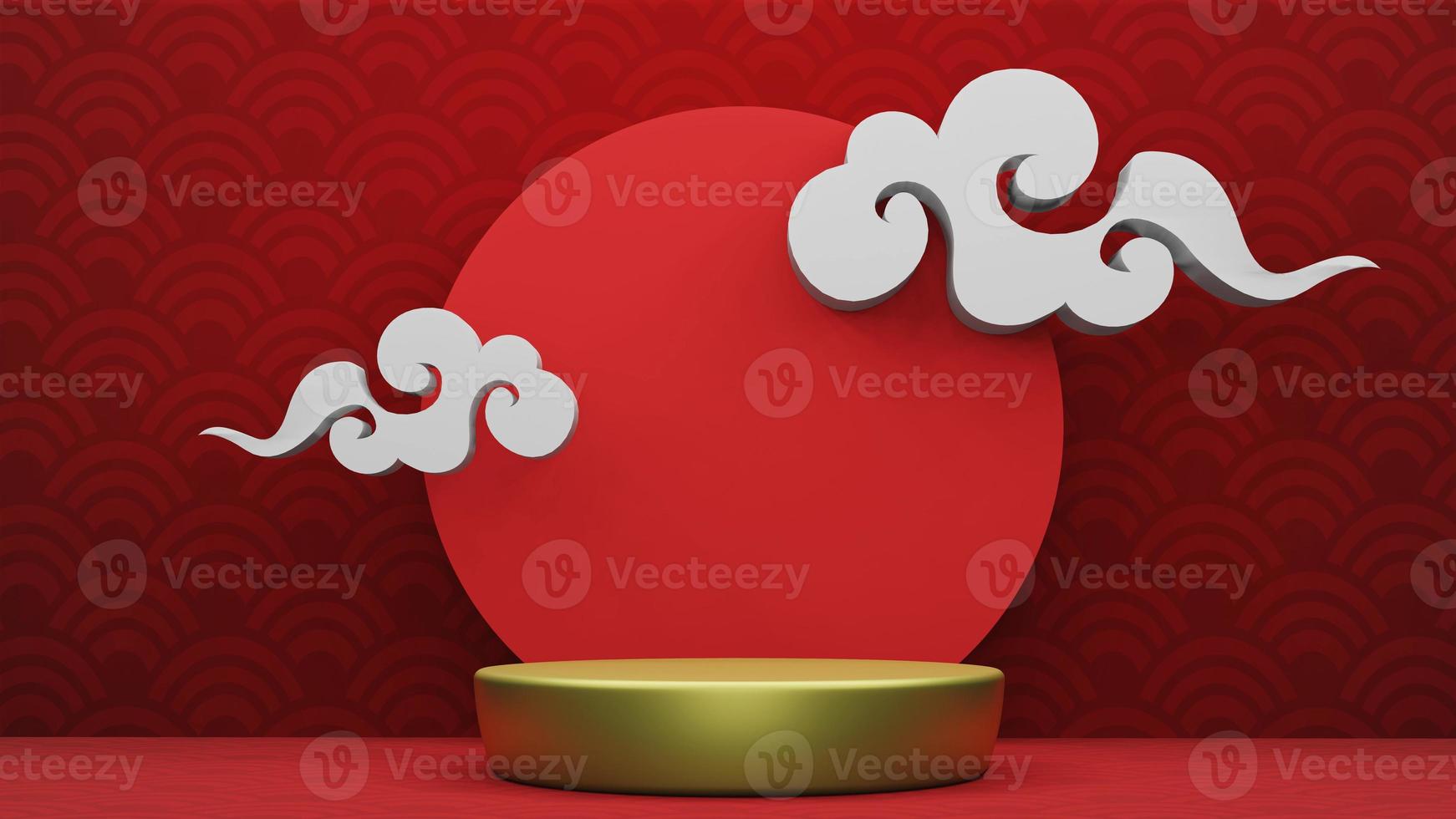 Step Stage Podium  Stage backdrop Chinese style . 3d rendering photo