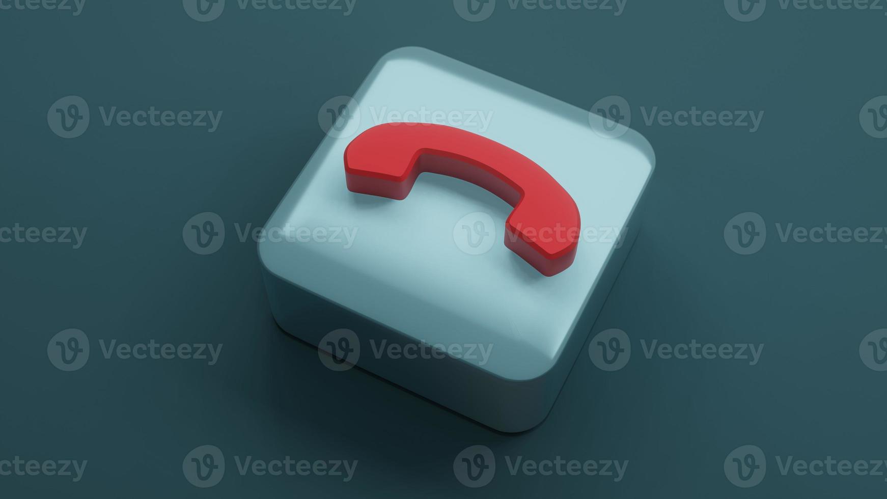 phone icon on square shape , 3d rendering photo