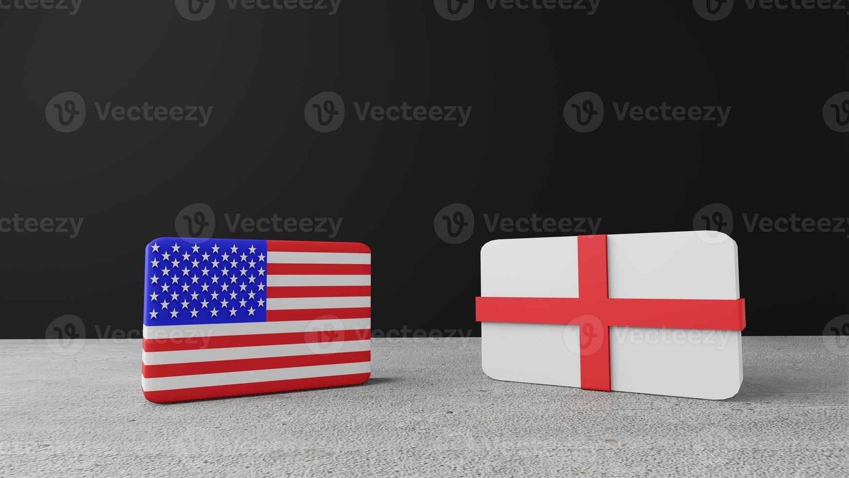 United States of America square flag with England square flag , 3d rendering photo