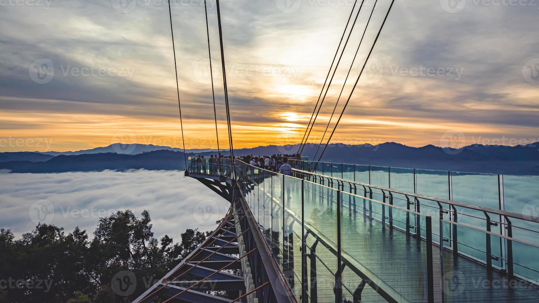 Betong, Yala, Thailand  Talay Mok Aiyoeweng skywalk fog viewpoint there are tourist visited sea of mist in the morning photo
