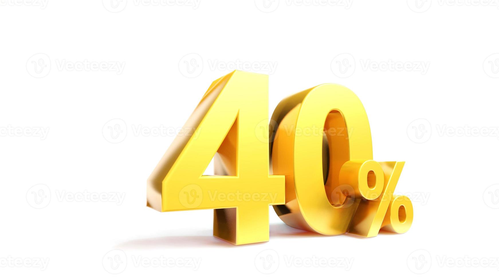40 percent Golden symbol , 3D render photo
