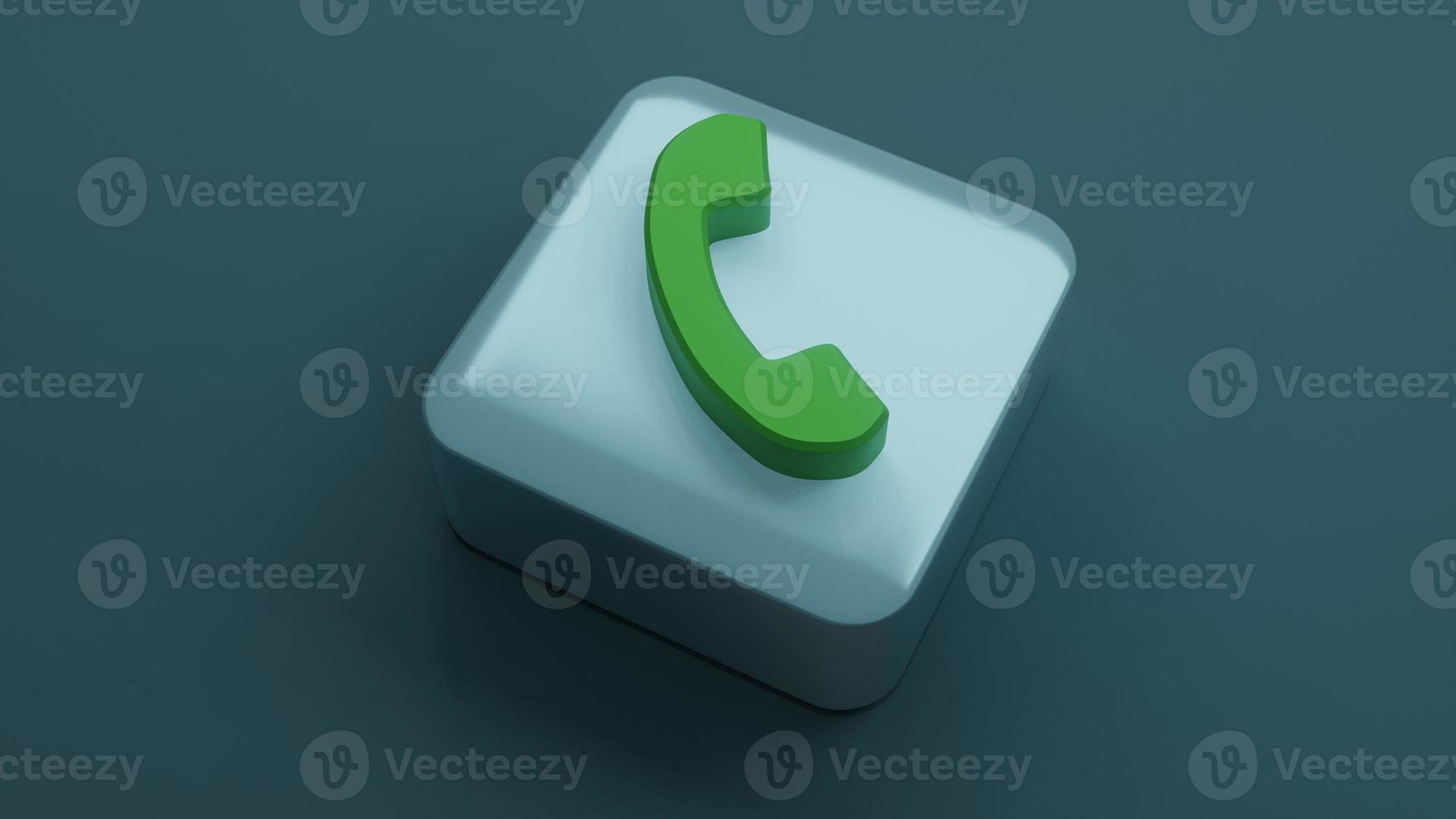 phone icon on square shape , 3d rendering photo