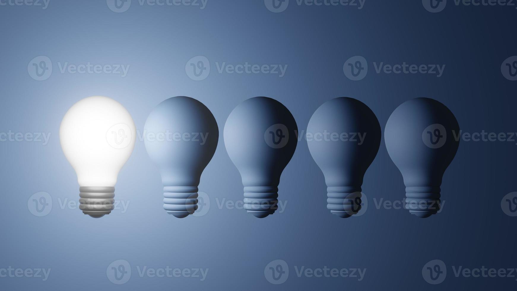 Modern glowing lamp bulb idea concept , 3d render photo